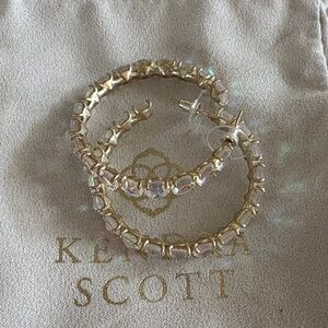 Kendra Scott Gold Hoop Earrings with Iridescent Stones